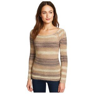 Free People XS Beige Cream  Mauve Striped Open Weave Sweater